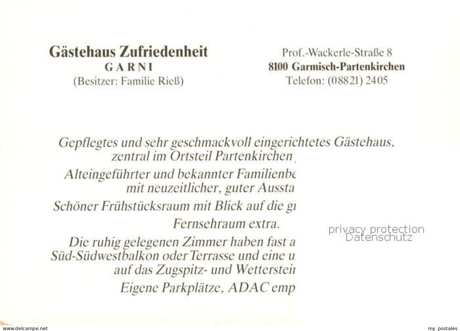 73785590 Garmisch-Partenkirchen Gaestehaus Zufriedenheit Garni Aussenansicht U.  - Garmisch-Partenkirchen