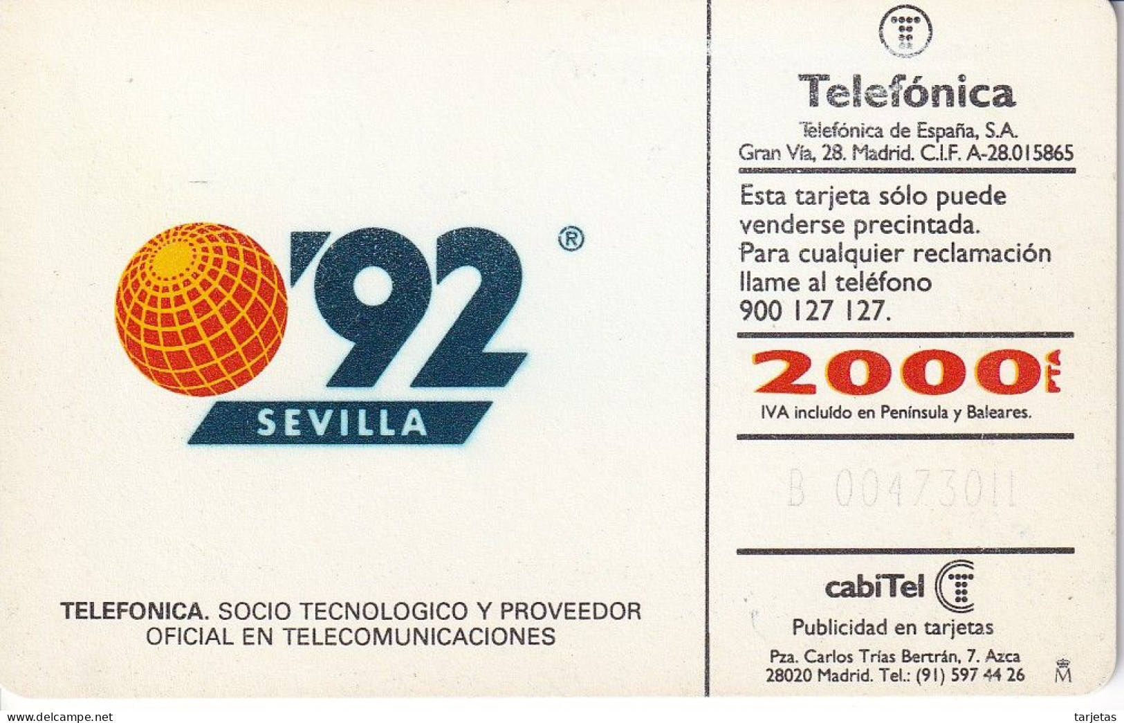 CP-002 (CON LA M) TARJETA DE ESPAÑA DE LA EXPO SEVILLA 92 L. MATTOTTI - Commemorative Advertisment