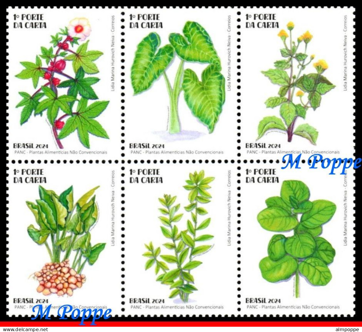 Ref. BR-V2024-03 BRAZIL 2024 - UNCONVENTIONAL FOOD PLANTS, PANC, FLOWERS & PLANTS, SET MNH, 6V, SET MNH - Unused Stamps