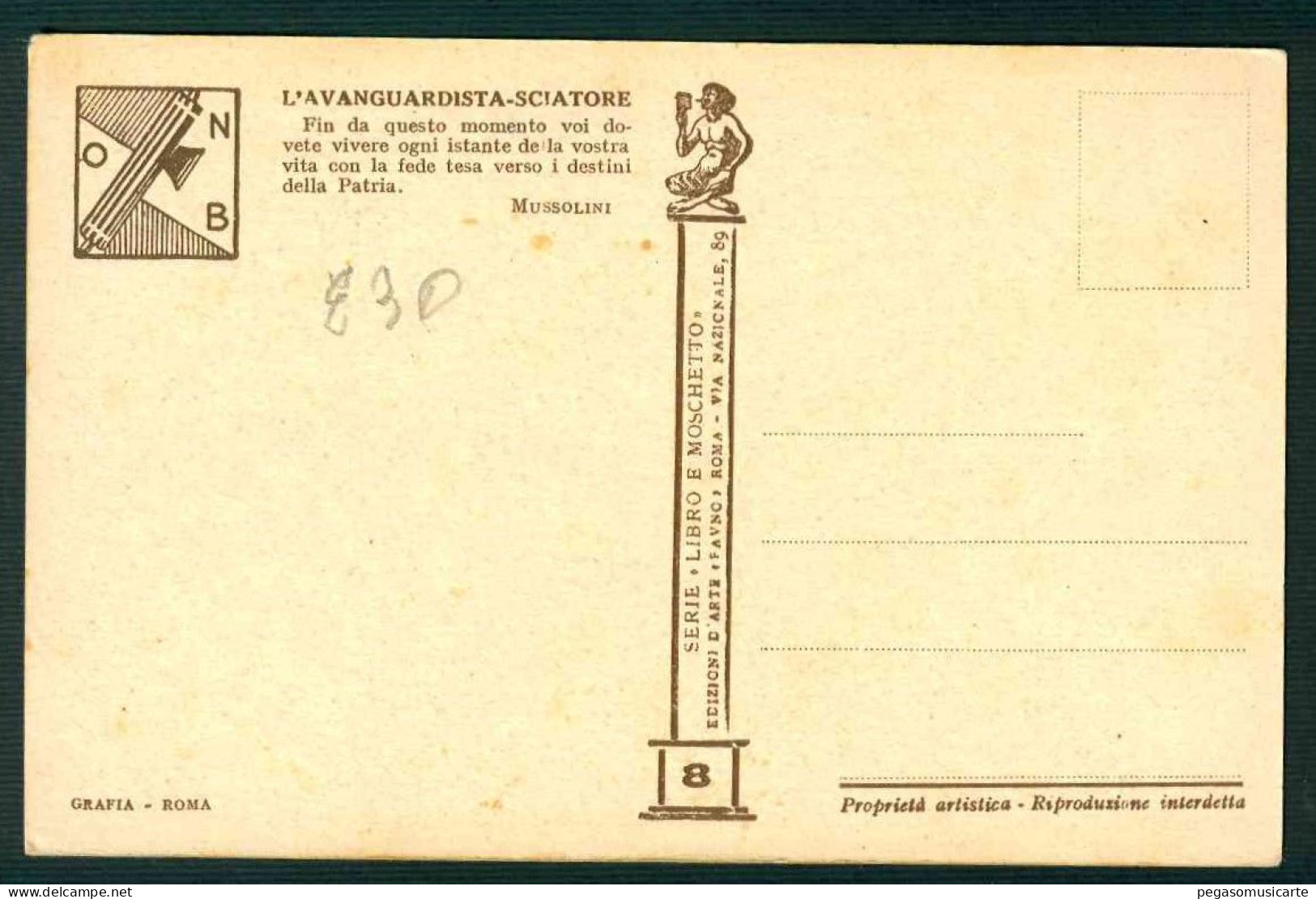 BF093 L' AVANGUARDISTA SCIATORE - RSI - FASCISMO - DUCE DUX MUSSOLINI ILLUSTRATORE - Patrióticos