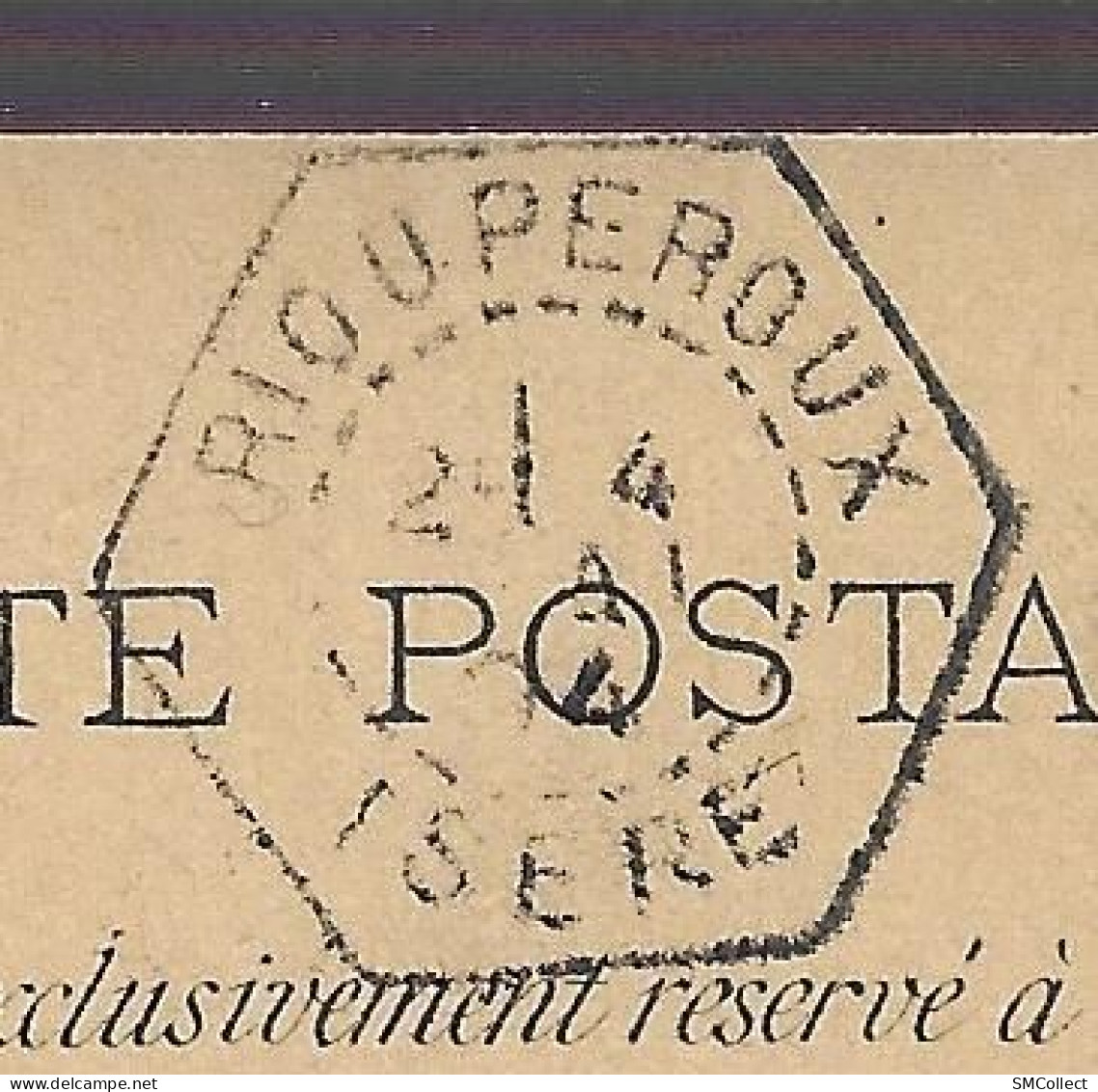 CP Des Papeteries De Rioupéroux (38) Cachet Du 4 Mai 1894, Bureau Des Recettes Auxilliares Sur Sage 10 C. Noir (A17p19) - 1877-1920: Semi-moderne Periode