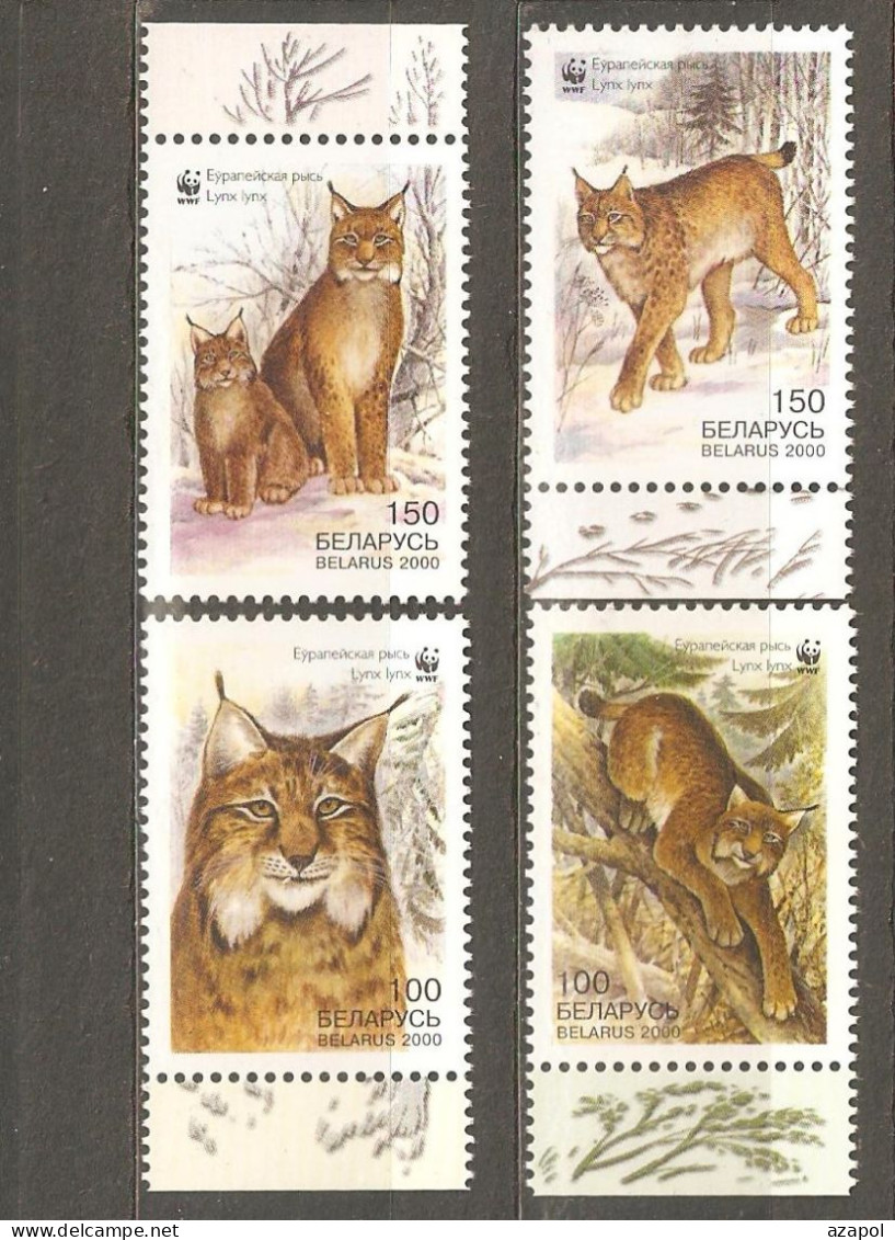 Belarus: Full Set Of 4 Stamps, WWF - Lynx, 2000, Mi#373-6, MNH - Bielorrusia