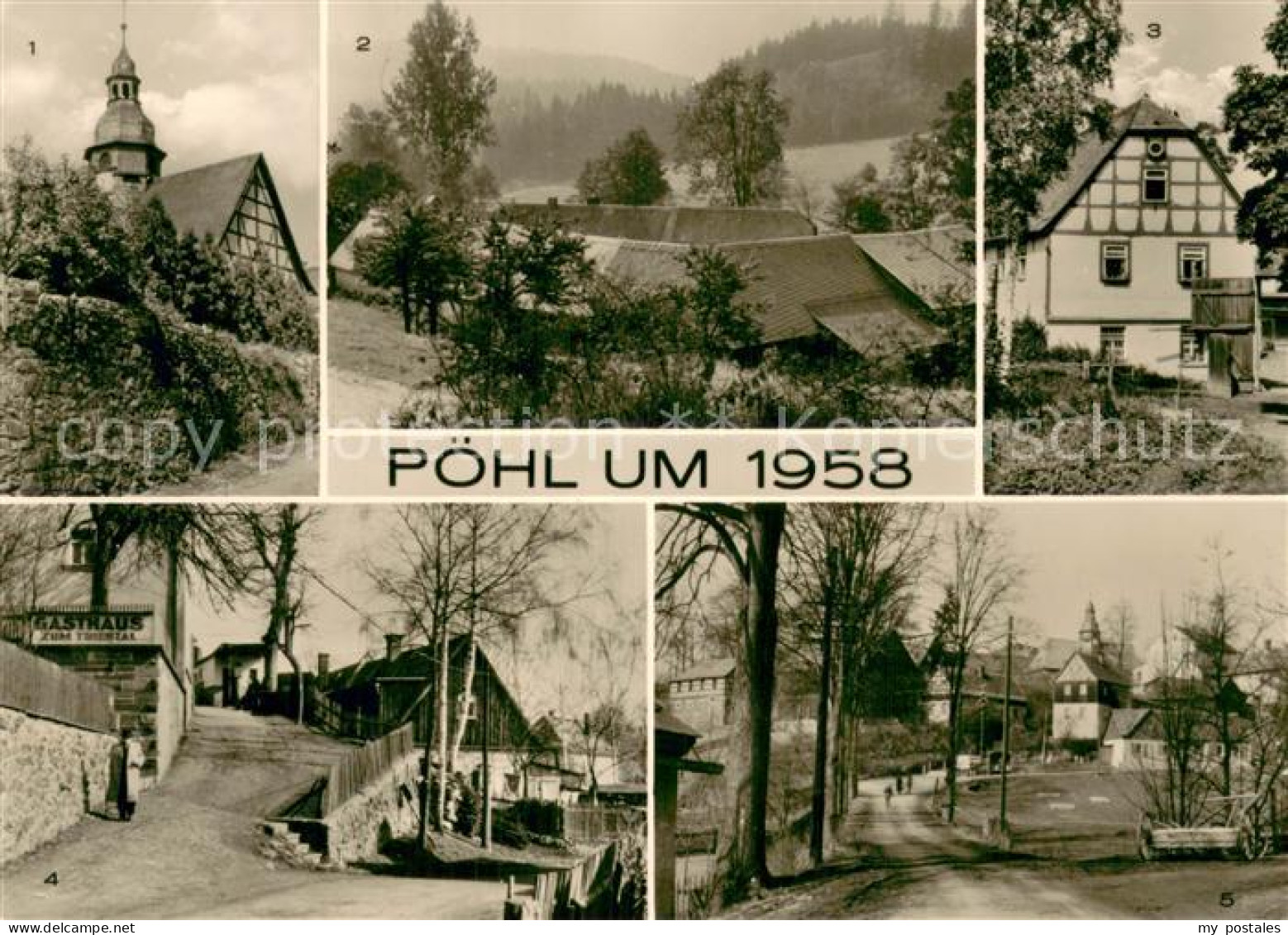 73785342 Poehl Vogtland Kirche - Gasthaus Zum Triebtal - Teilansicht - Fachwerkh - Autres & Non Classés