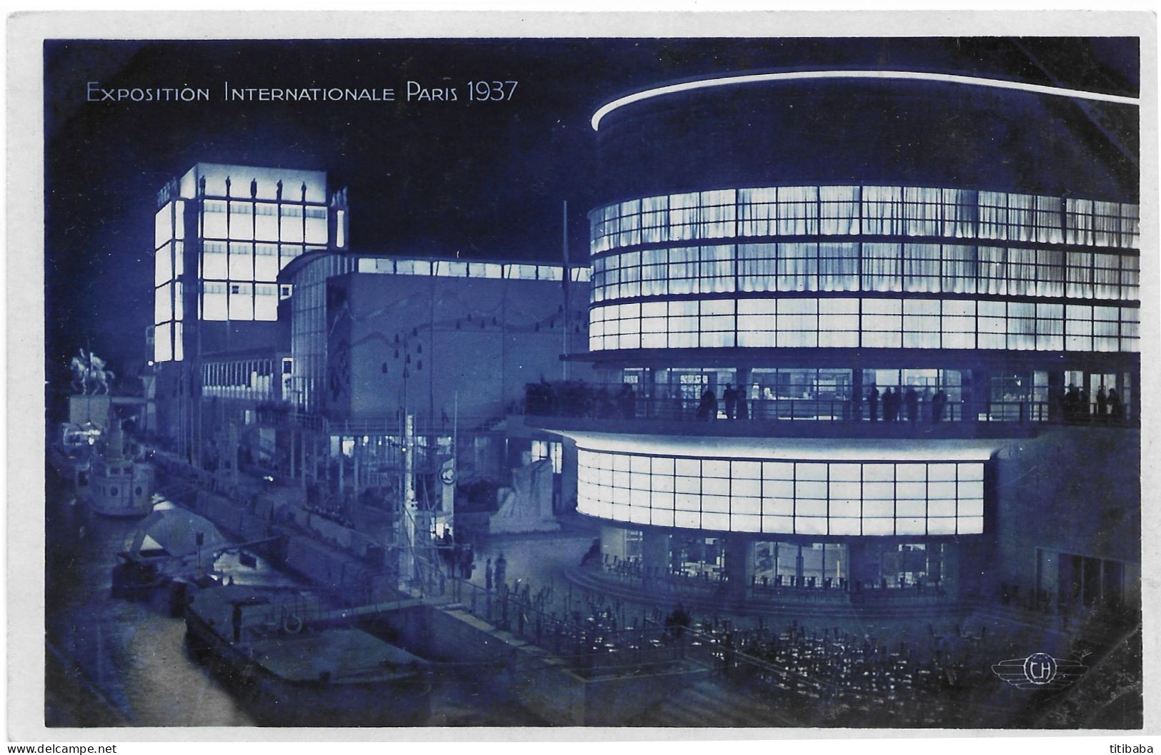 75 Exposition Internationale De Paris 1937 Les Pavillons De La Belgique Suisse Italie Illumines Vue Du Pont D'Iena - Tentoonstellingen