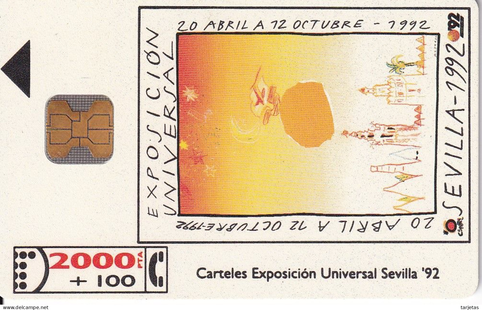 CP-006 (CON LA M) TARJETA DE ESPAÑA DE LA EXPO SEVILLA 92 - A. GONZALEZ - Commémoratives Publicitaires