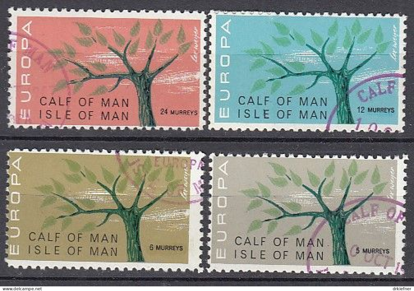 INSEL CALF OF MAN (Isle Of Man), Nichtamtl. Briefmarken, 4 Marken, Gestempelt, Europa 1962, Baum - Isle Of Man