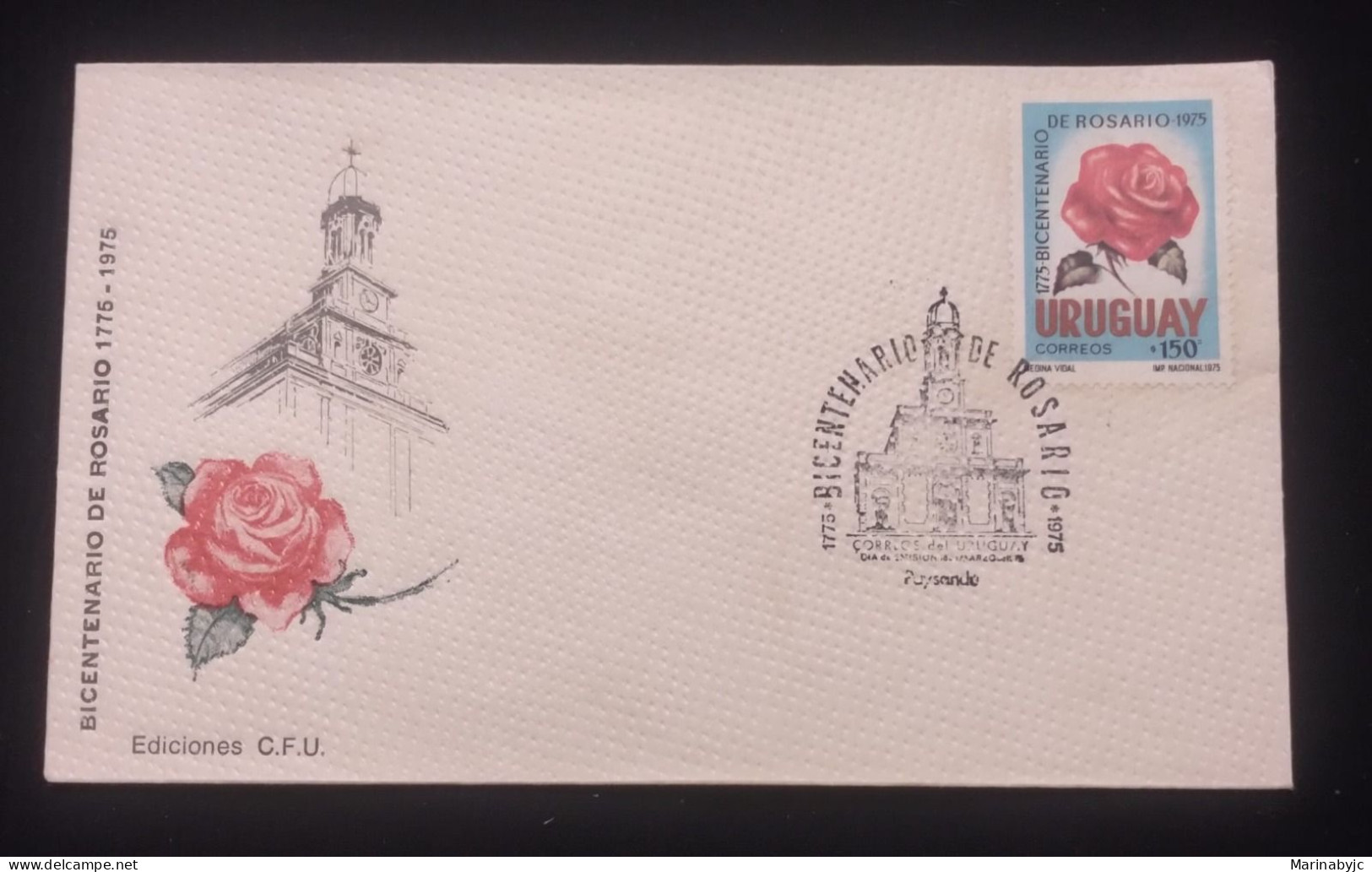 D)1975, URUGUAY, FIRST DAY COVER, ISSUE, BICENTENARY OF THE FOUNDATION OF ROSARIO, FDC - Uruguay