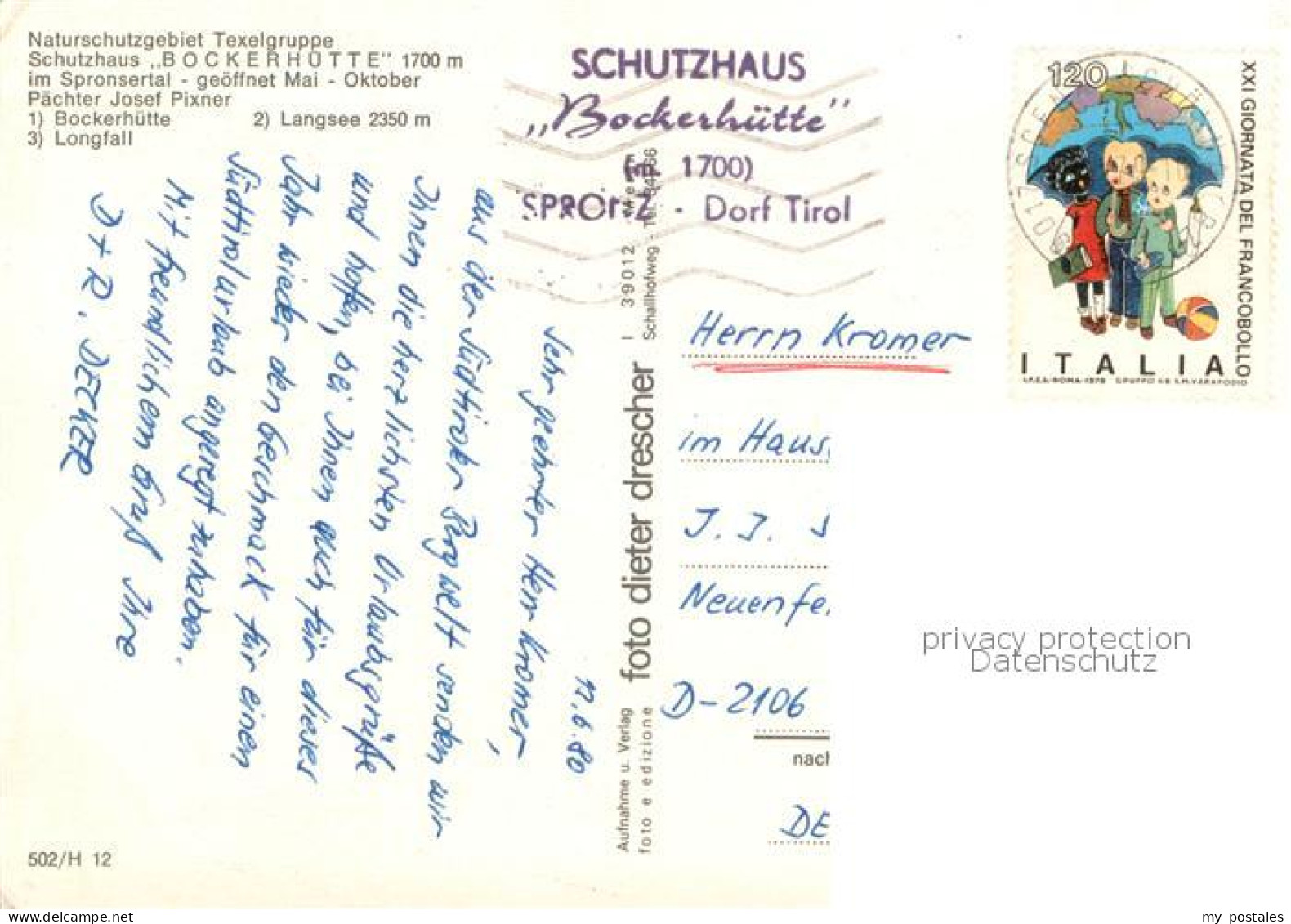 73785296 Dorf-Tirol Suedtirol IT Schutzhaus Bockerhuette Spronsertal Langsee Was - Other & Unclassified