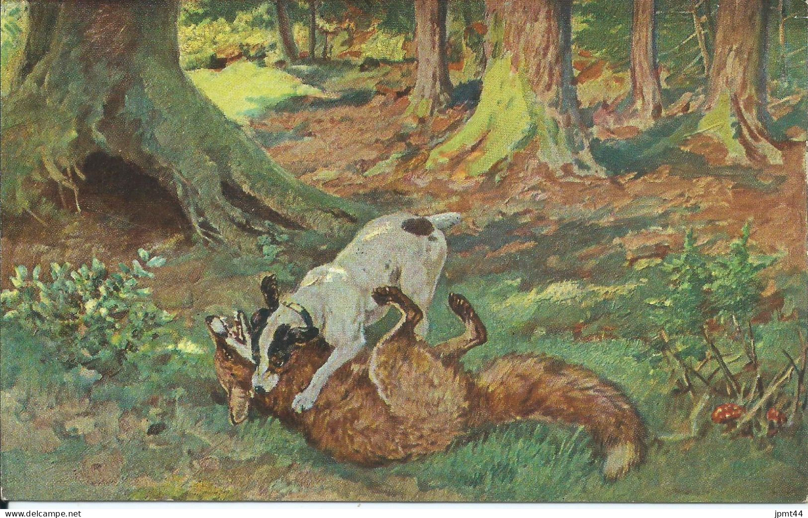 Chasse , Chien Renard.  / Jâgd ,Hund, Fuchs. - Perros