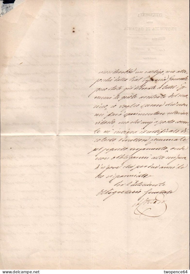 B3*9 - LETTERA PREFILATELICA DA CATANIA A CASTIGLIONE 1855 - 1. ...-1850 Prefilatelia