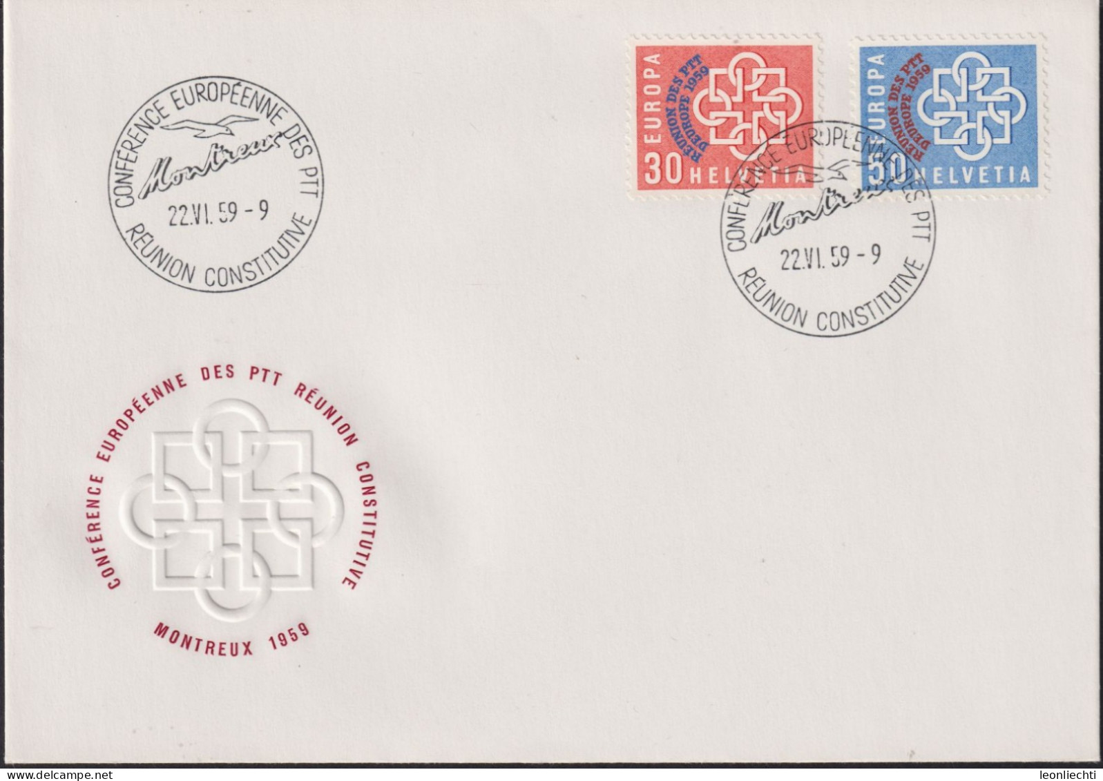 1959  Schweiz FDC Zum:CH 349+350, Mi:CH 681+682, Konferenz Der Europäischen PTT-Verwaltungen - Storia Postale