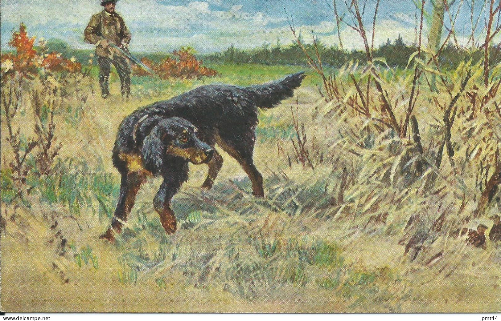 Chasse , Chasseur, Chien, .  / Jâgd,,  Jäger ,4 Hund, Fuchs. (Illustrateur Muller J.) - Hunde