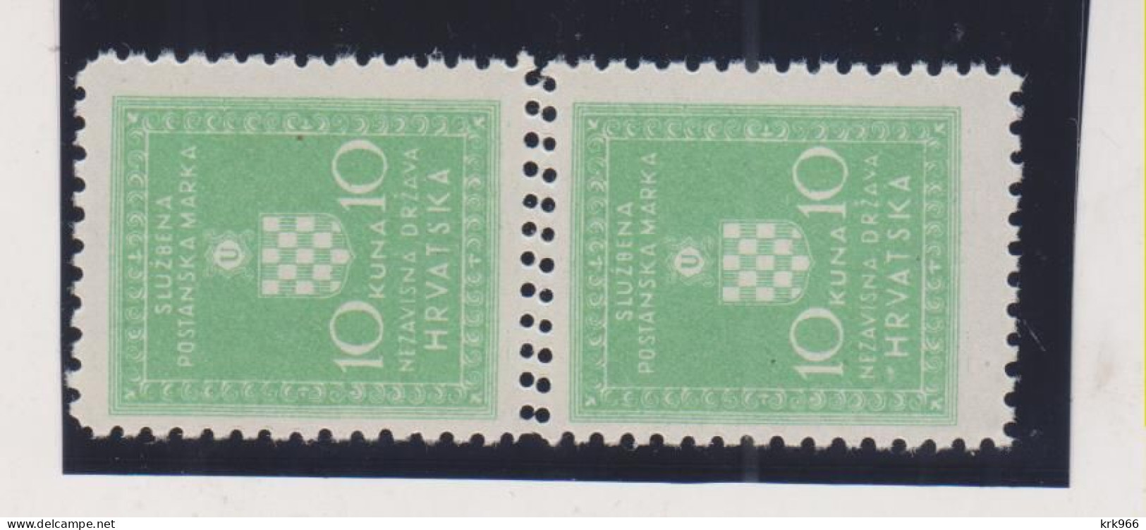 CROATIA WW II  , 10 Kn  Official Double Perforation Pair  MNH - Croatie