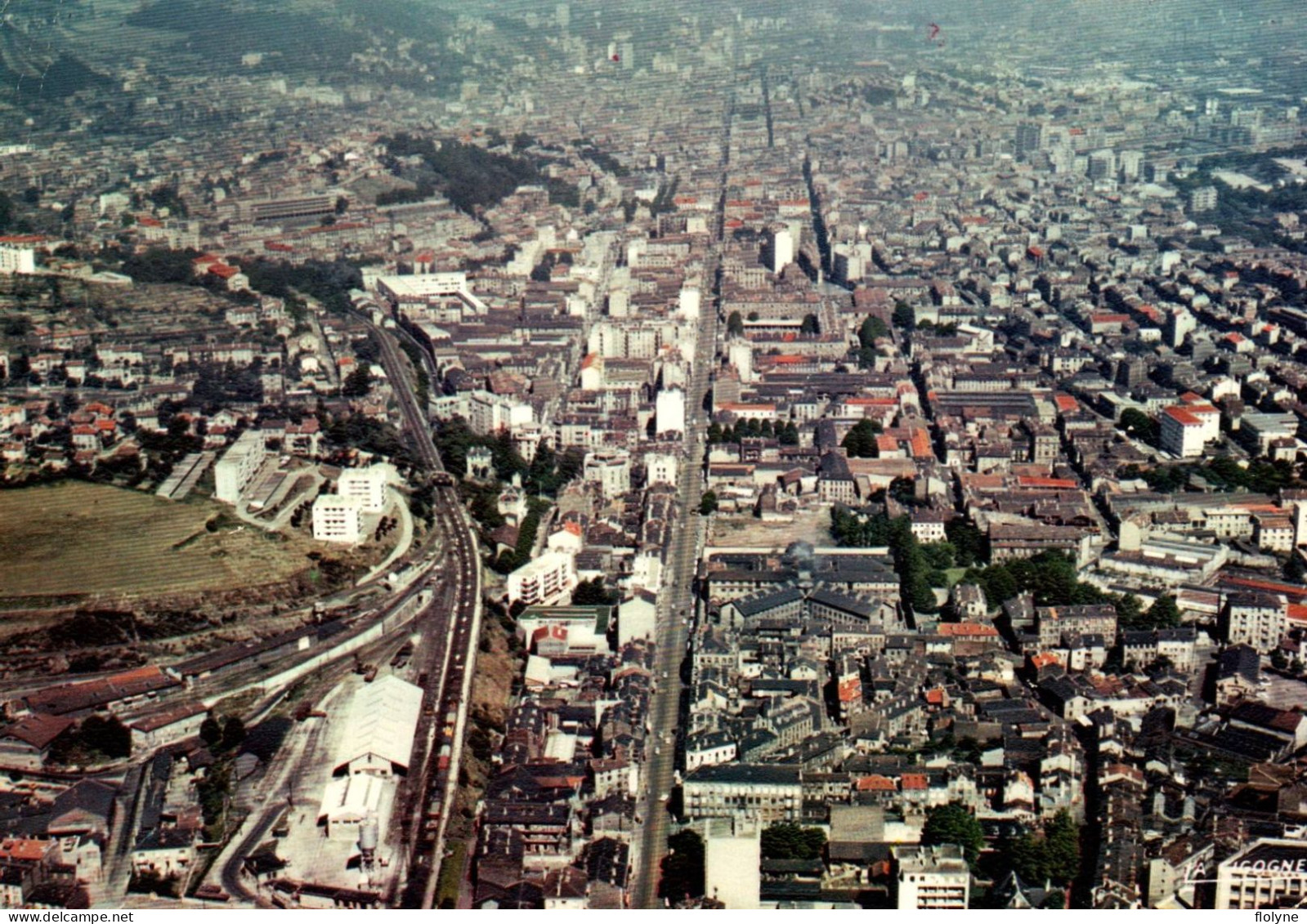 Saint étienne - Vue Aérienne De La Commune - La Rue Droite - Ligne De Chemin De Fer Gare - Saint Etienne