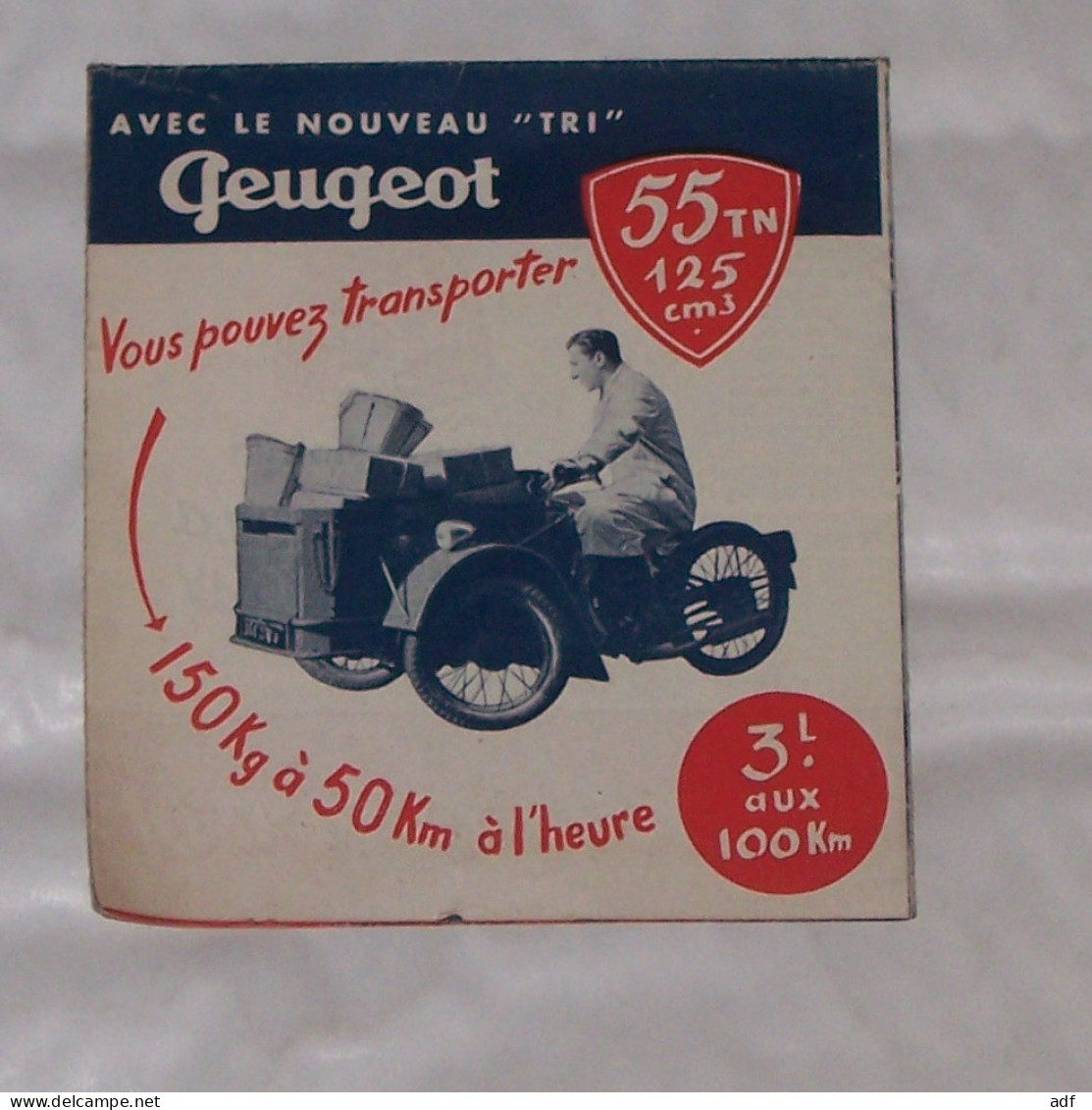 DEPLIANT PUB PUBLICITAIRE TRI PEUGEOT, TRIPORTEUR TRIMOTEUR 55 TN 125 CM3, MOTO, MOTOCYCLETTE - Motos