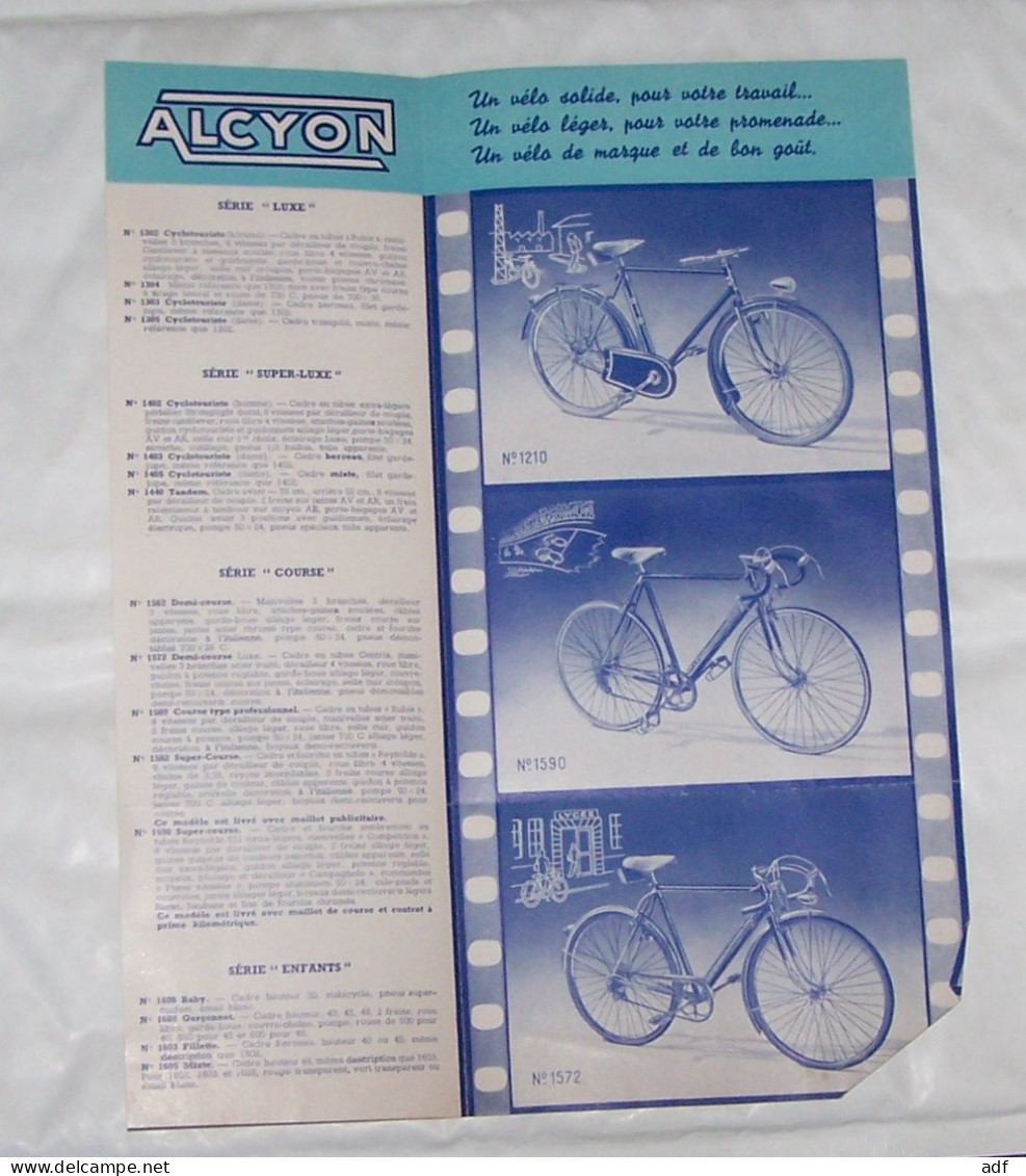 DEPLIANT PUB PUBLICITAIRE VELO VELOS CYCLES ALCYON DIFFUSION, NORMALE, LUXE, SUPER LUXE, COURSE, ENFANTS, 1953 - Autres & Non Classés