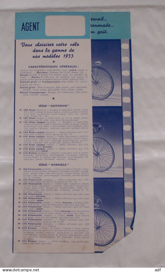 DEPLIANT PUB PUBLICITAIRE VELO VELOS CYCLES ALCYON DIFFUSION, NORMALE, LUXE, SUPER LUXE, COURSE, ENFANTS, 1953 - Other & Unclassified