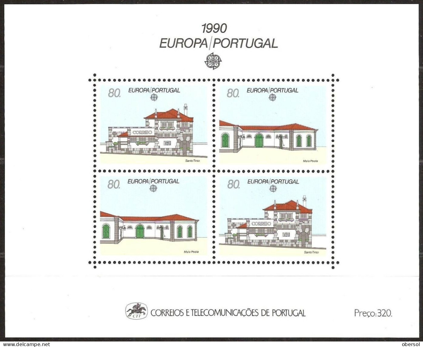 Portugal 1990, Block MNH Architecture, Europa CEPT - Unused Stamps