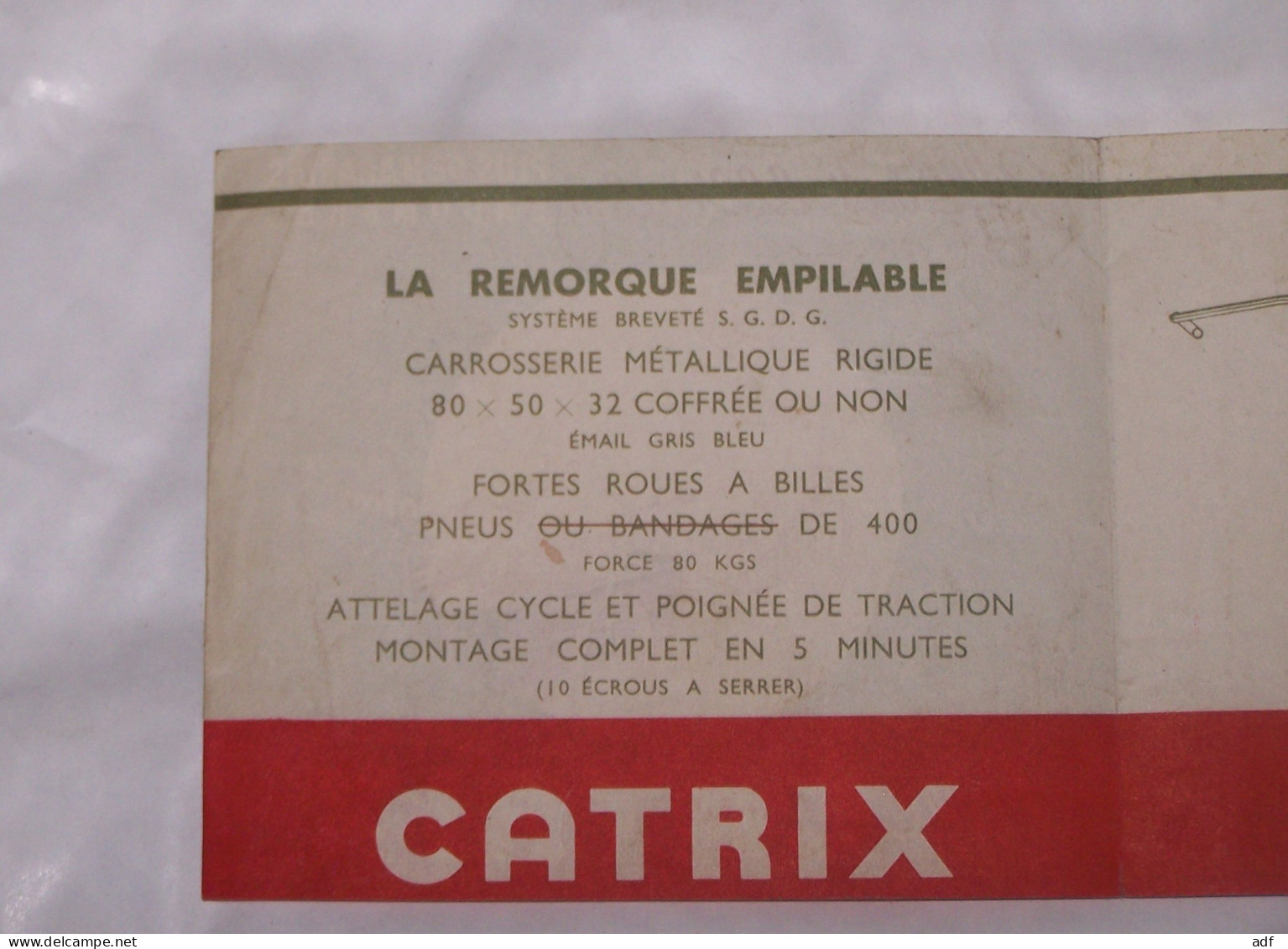 DEPLIANT PUB PUBLICITAIRE REMORQUES CATRIX, ILLUSTRATION ASSELINEAU - Reclame