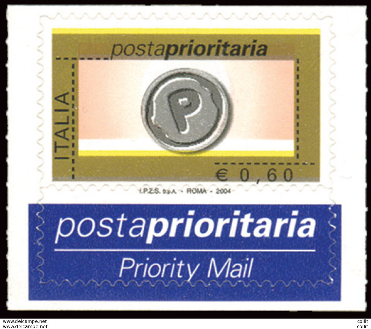 2004 Posta Prioritaria € 0,60  Varietà Colori Del Centro - Errors And Curiosities