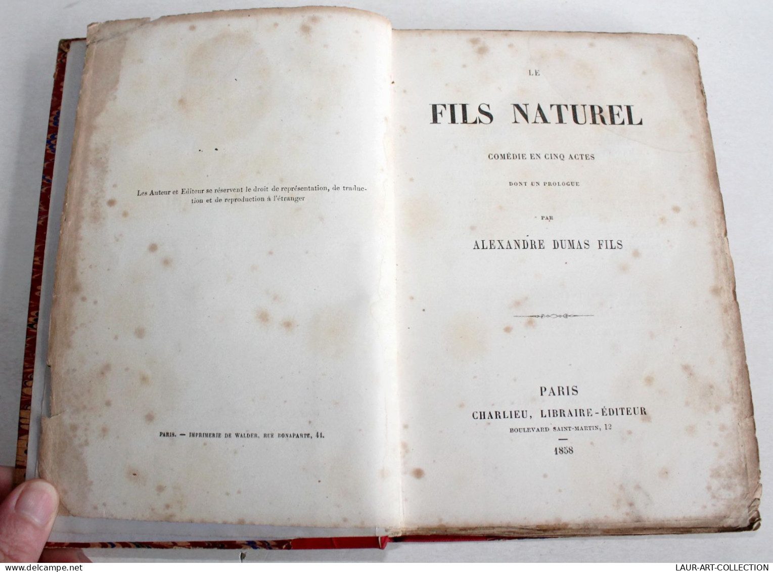 EO, LE FILS NATUREL COMEDIE EN 5 ACTES + UN PROLOGUE De DUMAS FILS 1858 CHARLIEU / ANCIEN LIVRE XIXe SIECLE (2603.127) - Autori Francesi