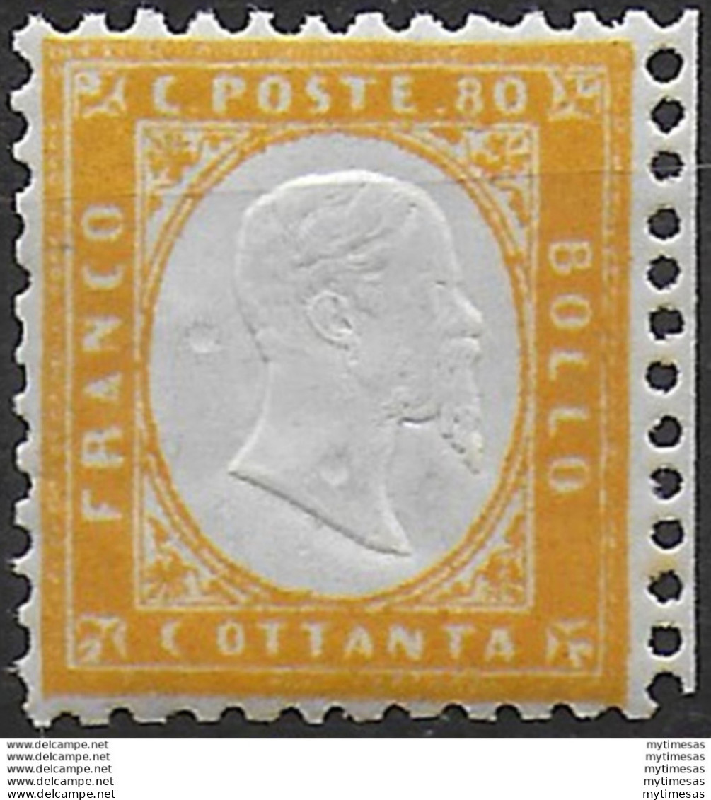 1862 Italia VE II 80c. Giallo Arancio Bc MNH Sassone N. 4 - Altri & Non Classificati