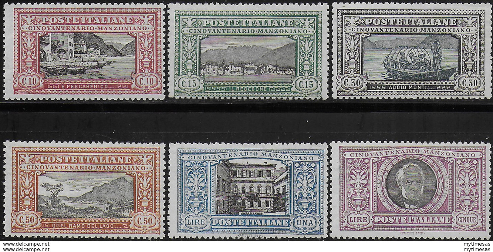 1923 Italia Manzoni 6v. Mc MNH Sassone N. 151/56 - Other & Unclassified