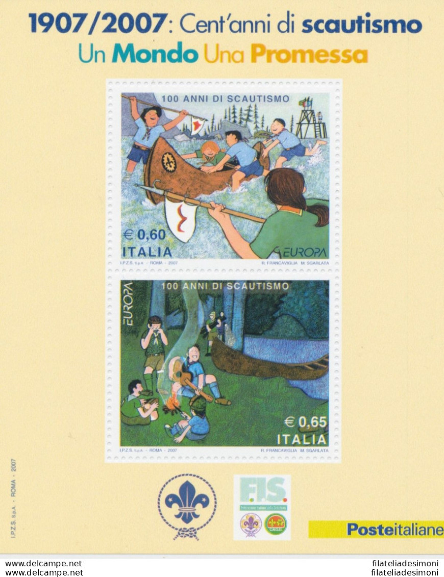 2007 EUROPA CEPT , Italia , BF 44 , Foglietto - Souvenir Sheet, Tematica Scout , - Autres & Non Classés