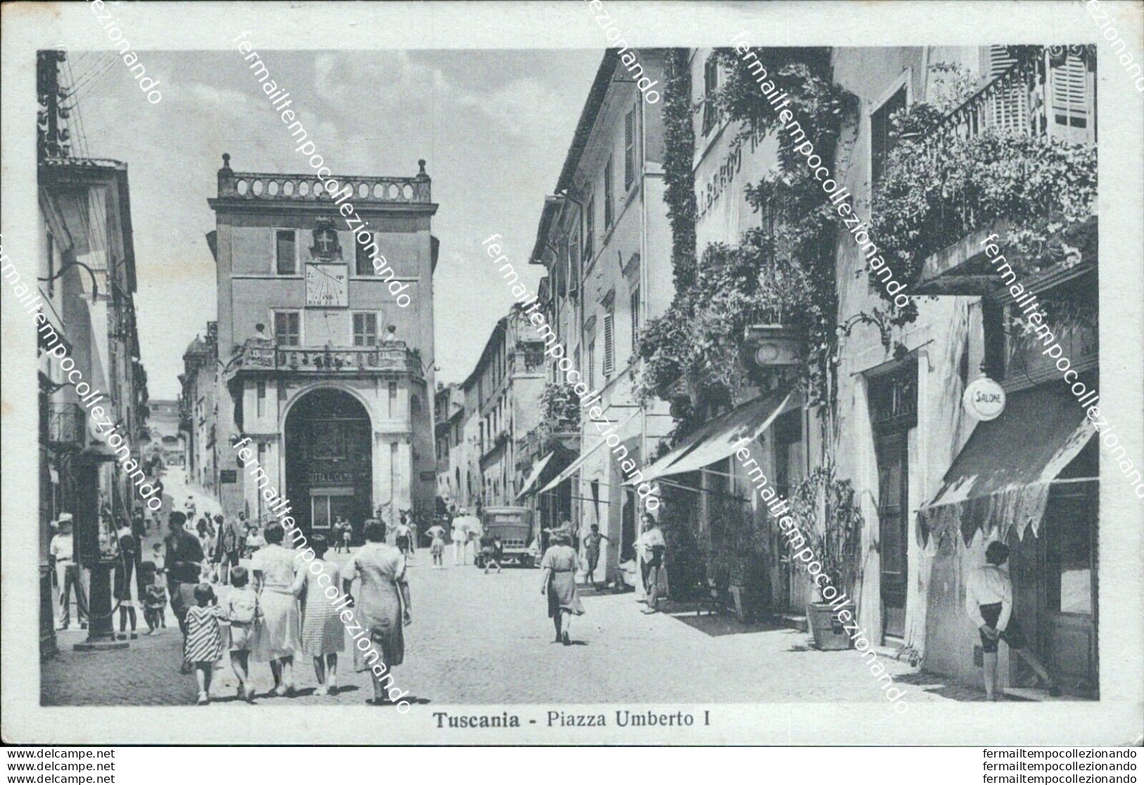 Bg401 Cartolina Tuscania  Piazza Umberto I 1936 Provincia Di Viterbo - Viterbo