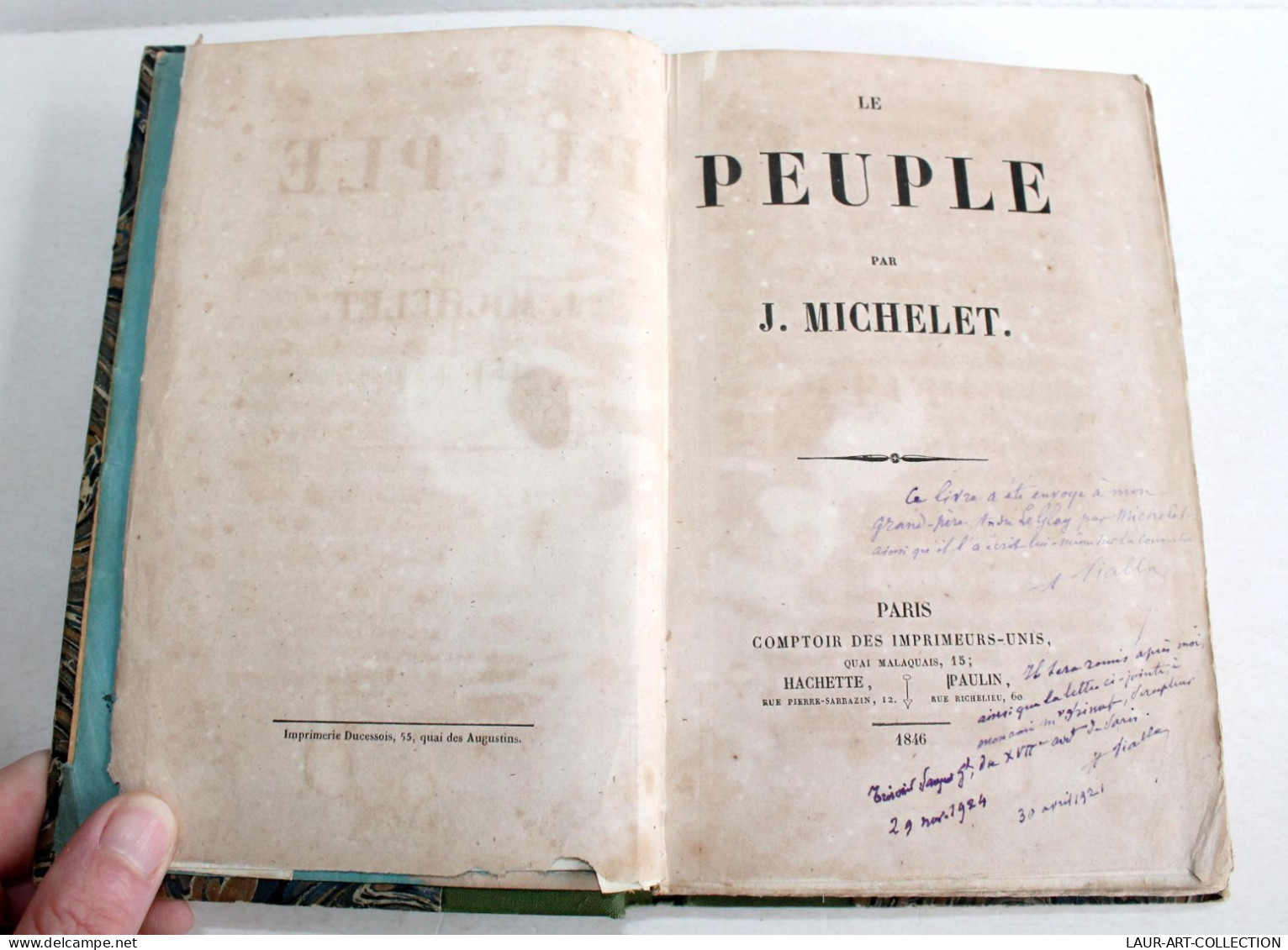 RARE LETTRE ENVOI D'AUTEUR De MICHELET! LE PEUPLE 1846 HACHETTE EDITION ORIGINAL / ANCIEN LIVRE XIXe SIECLE (2603.130) - Autographed