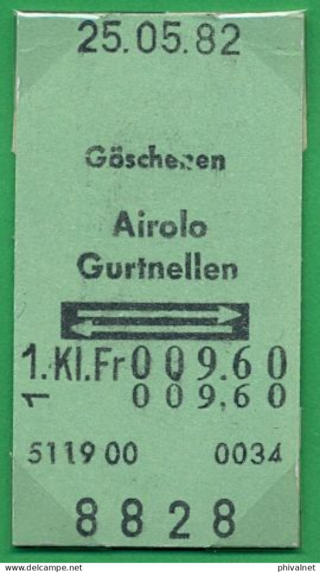 25/05/82 , GÖSCHENEN , AIROLO - GURTNELLEN , TICKET DE FERROCARRIL , TREN , TRAIN , RAILWAYS - Europa