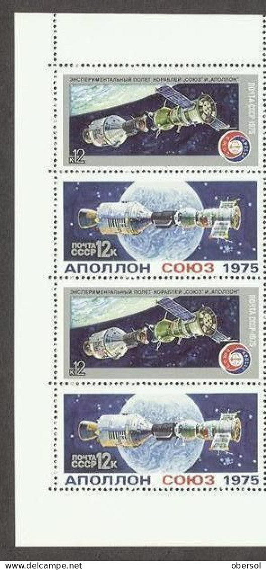 Russia 1975 Sc# 4339-40 Space US Apollo And Soyuz Link-up MNH Strip - Ungebraucht