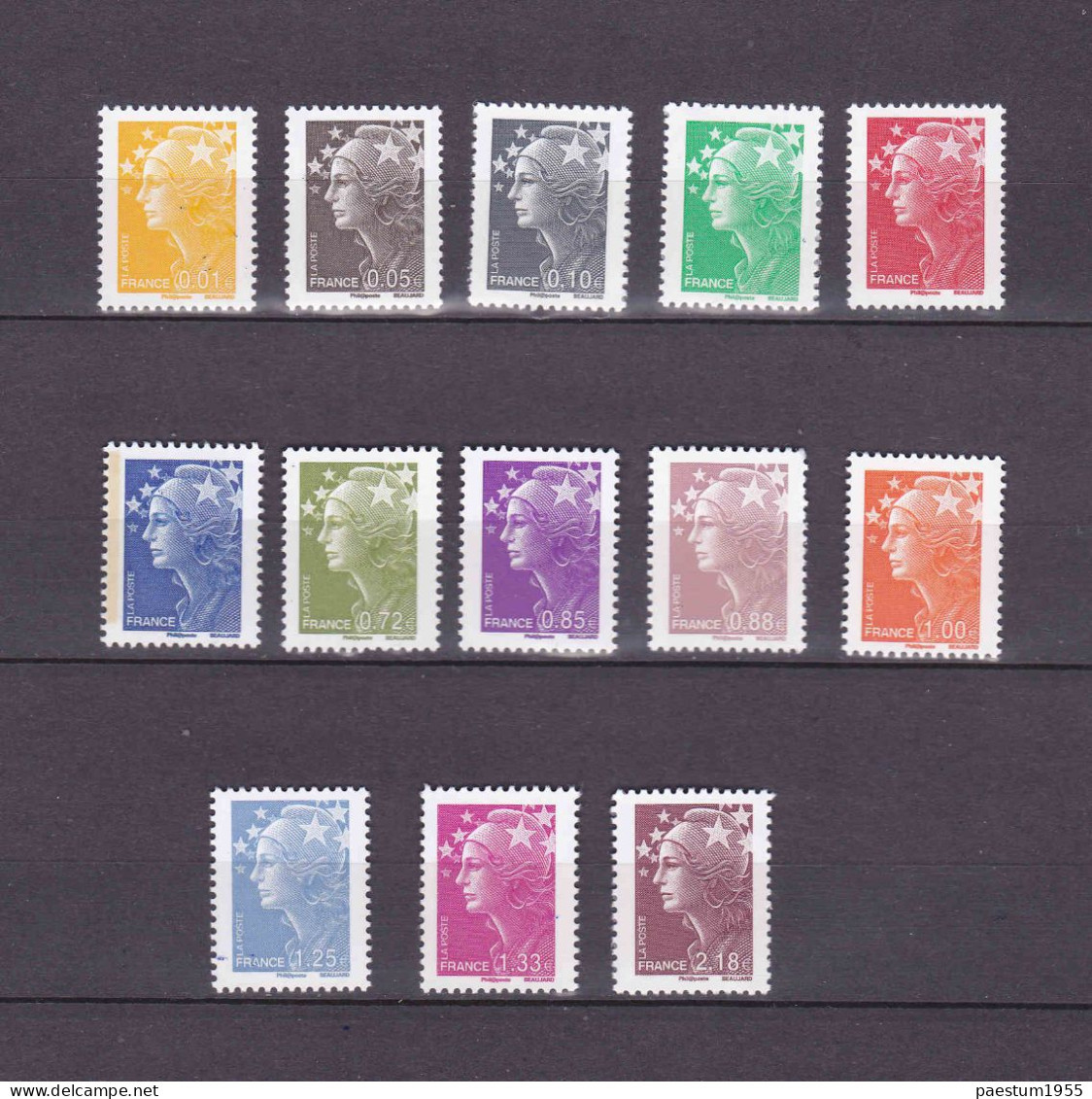 Série COMPLETE 13 Timbres Gommés Neuf** 2008 MNH Marianne De BEAUJARD Y&T 4226 à 4238 - 2008-2013 Maríanne De Beaujard