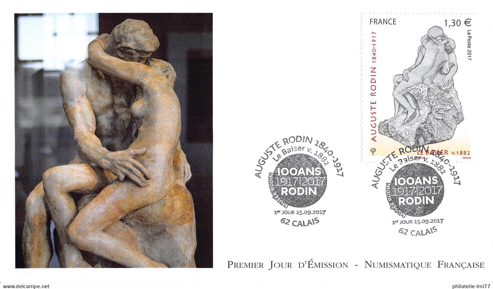 FDC LNF - Tableau Auguste Rodin, Le Baiser - 15/9/2017 Calais - 2010-2019
