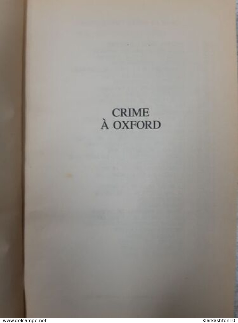 Crime à Oxford - Andere & Zonder Classificatie