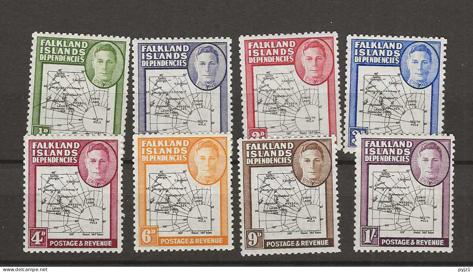 1946 MNH Falkland Islands Dependensies Mi 1-9 Type I  Postfris** - Falkland Islands