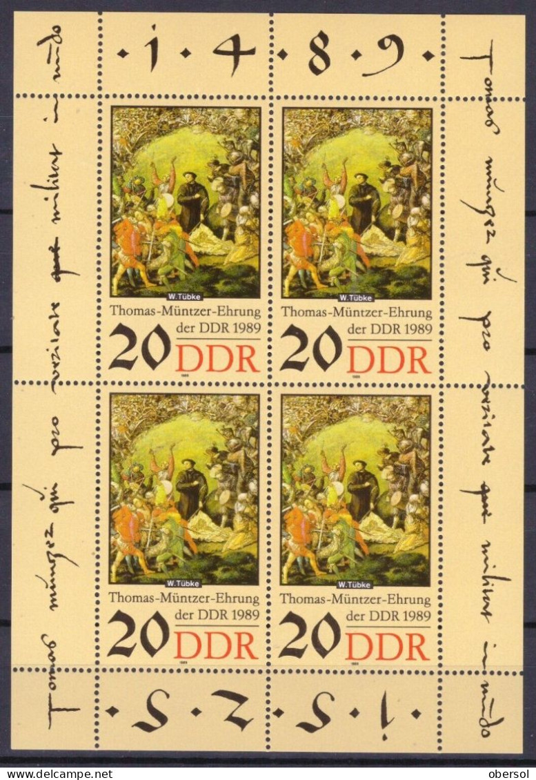 Germany DDR 1989 Thomas Muntzner Souvenir Sheet MNH - 1981-1990