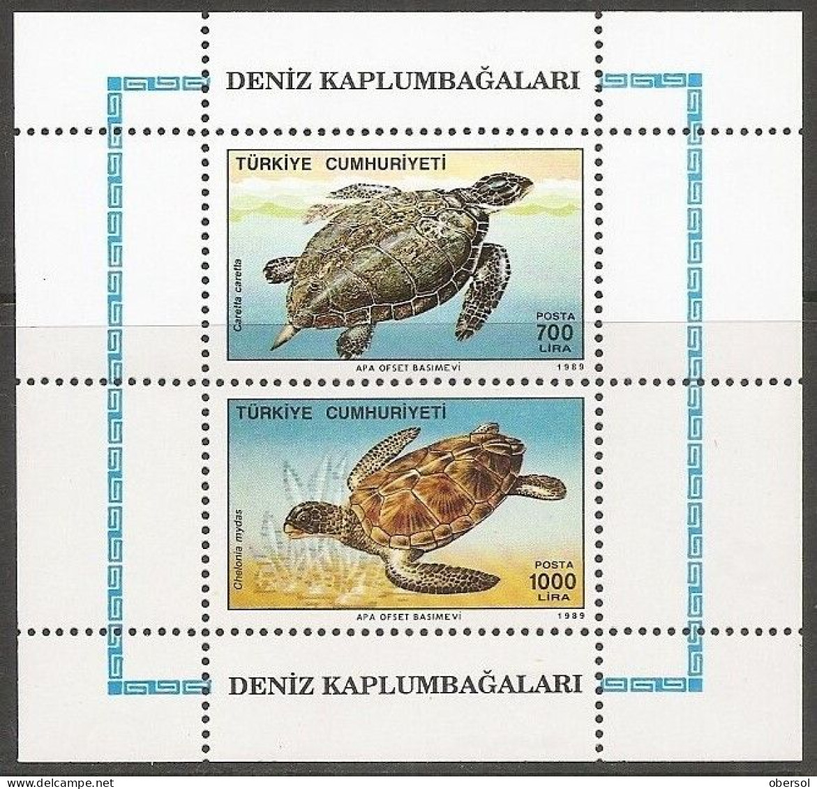 Turkey 1989 SC # 2457a Sea Turtles MNH Souvenir Sheet - Unused Stamps