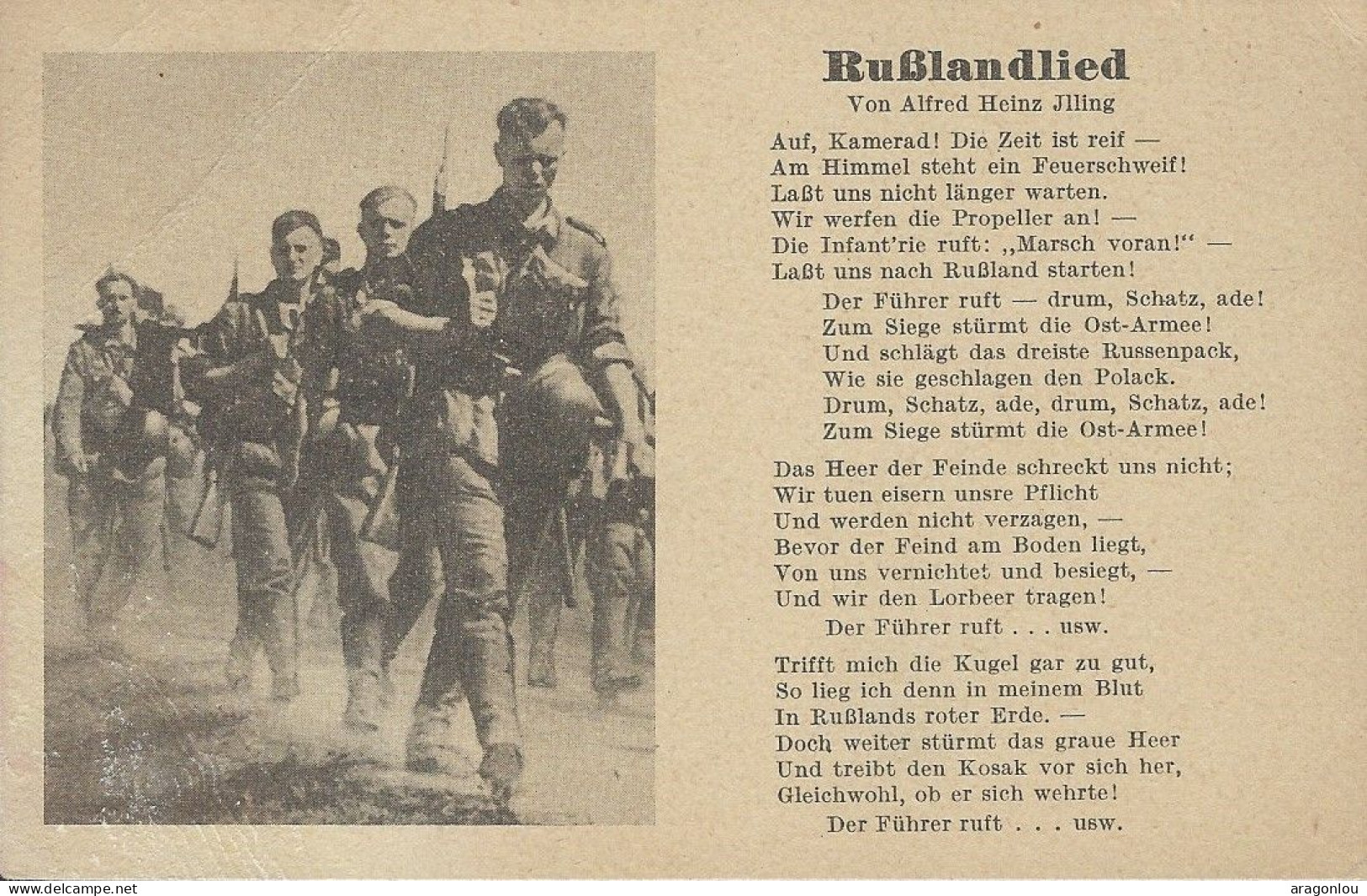 Europa - Deutschland-Drittes Reich - Postkarte  -  Russlandlied   -  Spezial - Verlag  Robert Franke , Hamburg - Guerra 1939-45