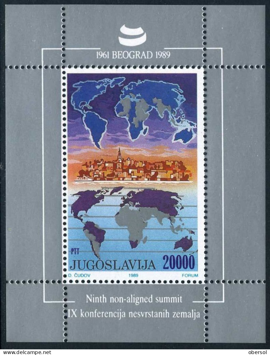 Yugoslavia 1989  Mi 2373 Bl.35. Non-aligned Summit Belgrade,Map Souvenir Sheet MNH - Nuevos