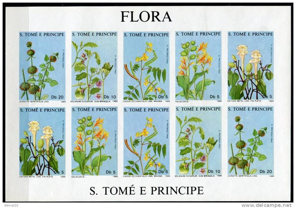 Santo Tomé Y Principe 1988. Flora. MNH **. No Dentado. - Sao Tomé E Principe