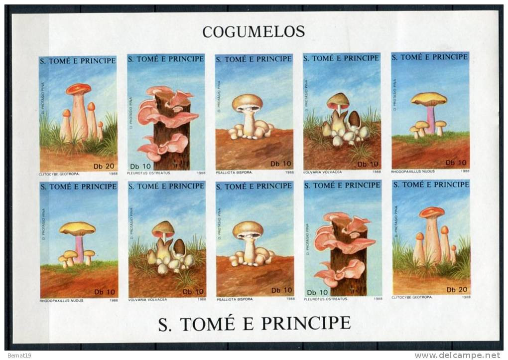 Santo Tomé Y Principe 1988. Mushroom. MNH **. No Dentado. - Sao Tome And Principe