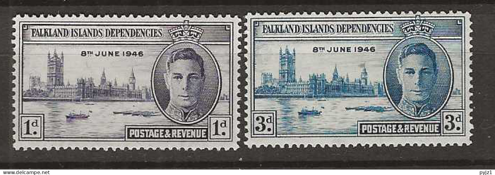 1946 MH Falkland Islands Dependencies Mi 10-11 - Islas Malvinas