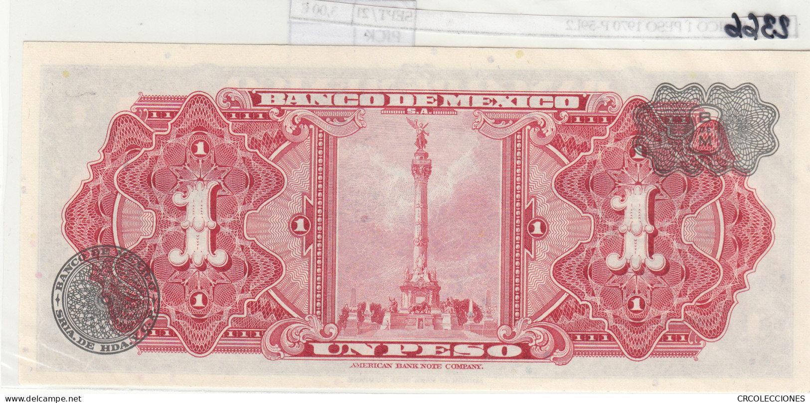 BILLETE MEXICO 1 PESO 1970 P-59l.2 - Autres - Amérique