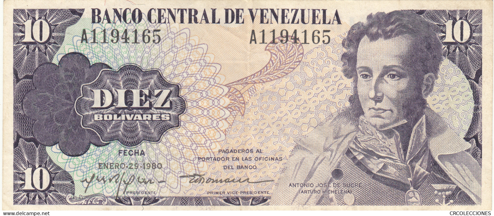 BILLETE VENEZUELA 10 BOLIVARES 1980 P-57a - Other - America