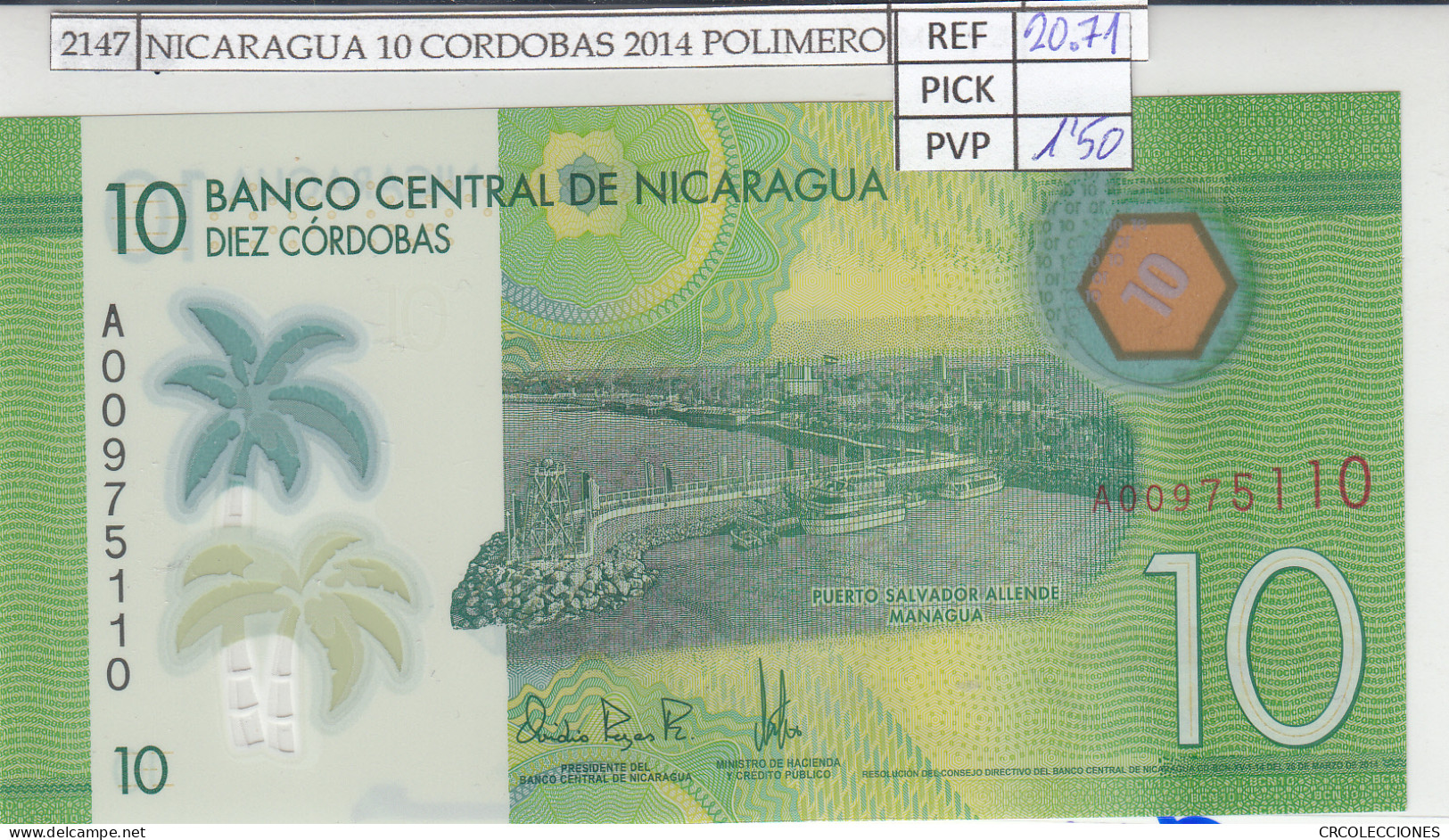 BILLETE NICARAGUA 10 CORDOBAS 2014 POLIMERO P-209a - Andere - Amerika