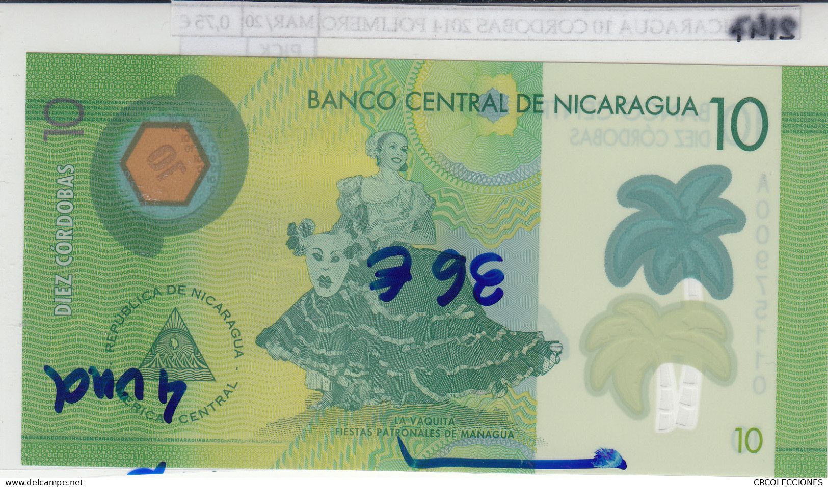 BILLETE NICARAGUA 10 CORDOBAS 2014 POLIMERO P-209a - Altri – America