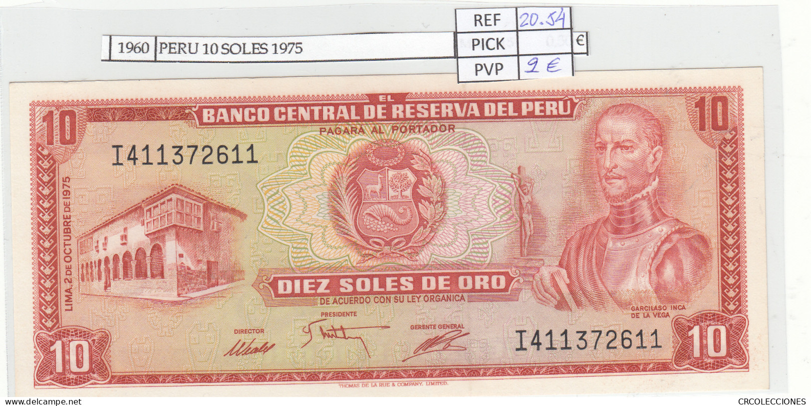 BILLETE PERU 10 SOLES 1975 P-106  - Other - America