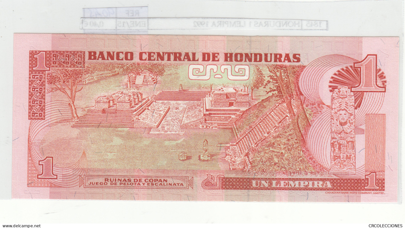 BILLETE HONDURAS 1 LEMPIRA 1992 P-71  - Sonstige – Amerika