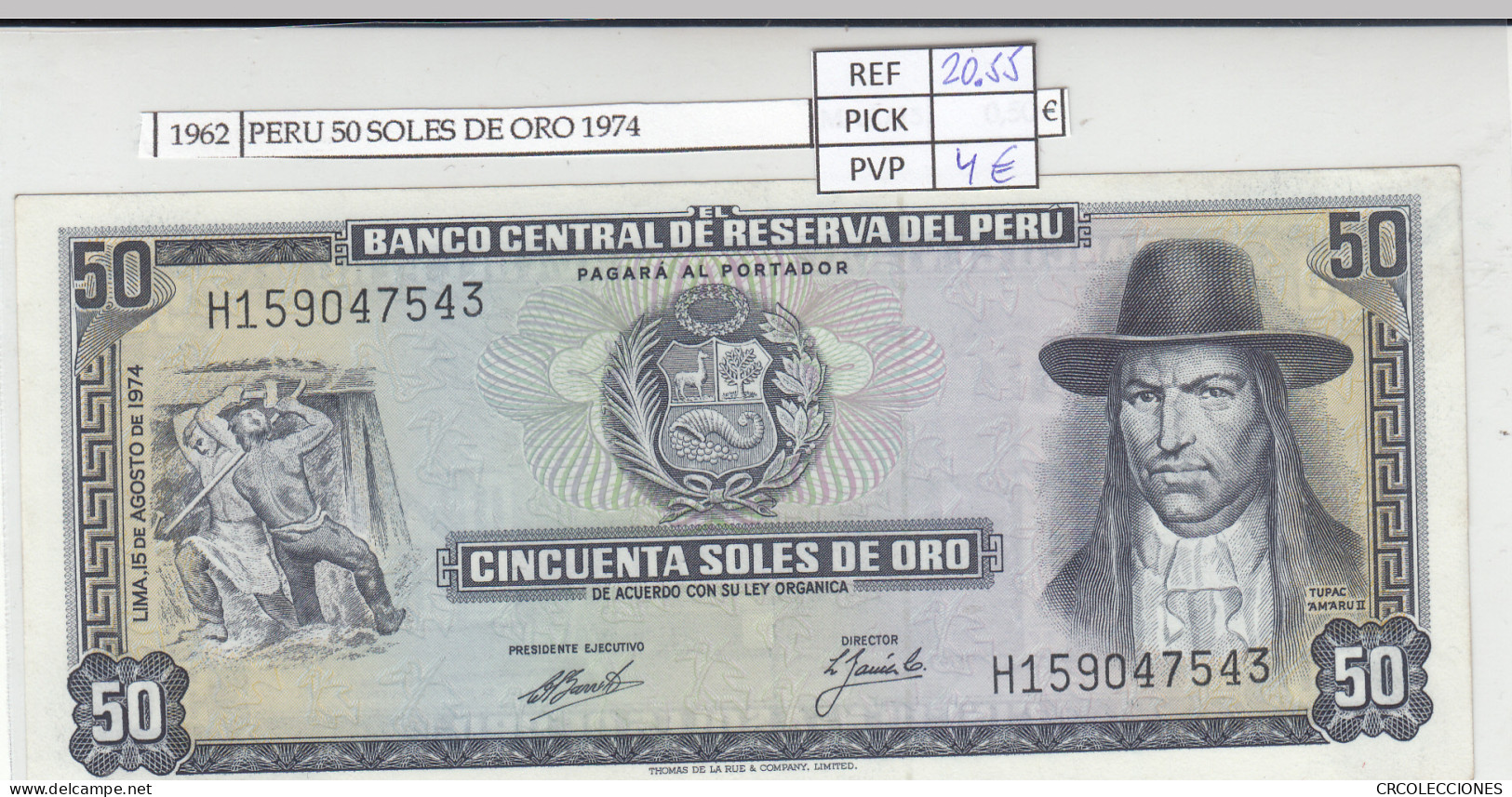 BILLETE PERU 50 SOLES 1974 P-101c.3  - Sonstige – Amerika